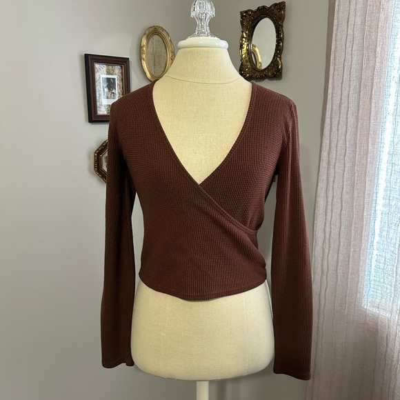 aerie Tops - Aerie Unwell Waffle Wrap Top